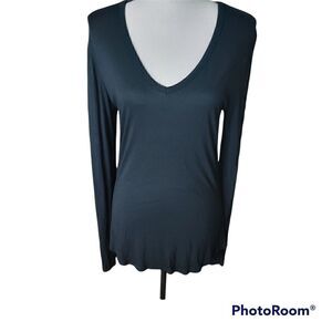 P. J. Salvage Deep V-Neck Top with a High Low Hem. Size L.
